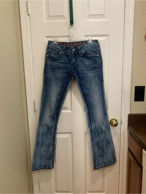 Rock Revival Women’s Distressed Blue Flare Jeans
